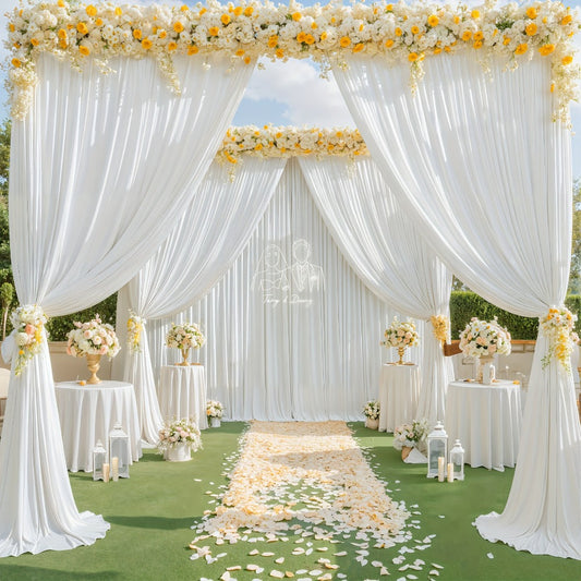 Blackout Backdrop Curtain 4 Pack 5x10 Ft - Heavyweight Nonwoven, Wrinkle-Resistant, Smooth Hanging for Wedding Birthday Baby Shower Party Photography Background Decoration