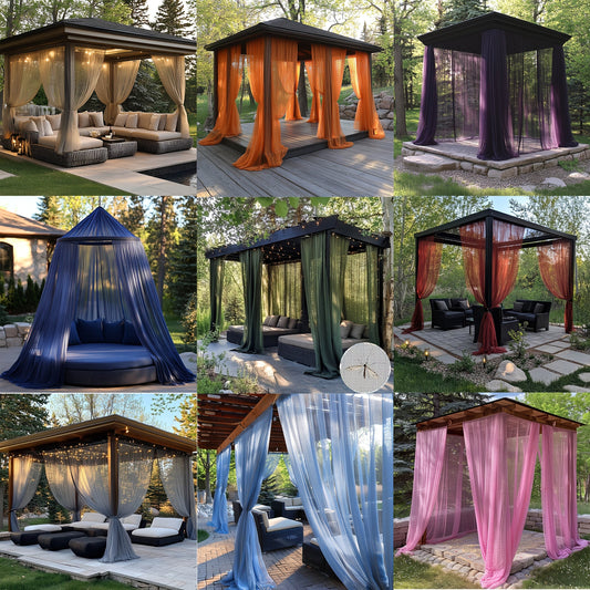 Outdoor Curtains | Sheer Mesh Rod Pocket Patio Gazebo Porch Wedding