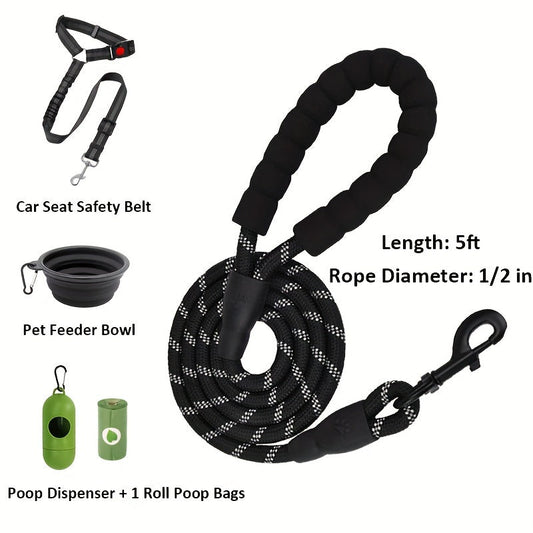 Dog Harness and Leash Set No-Pull Reflective Adjustable Oxford Vest with 2 Leash Clips Easy Control Handle for Small Medium Large Dogs XS-XL 5 Colors