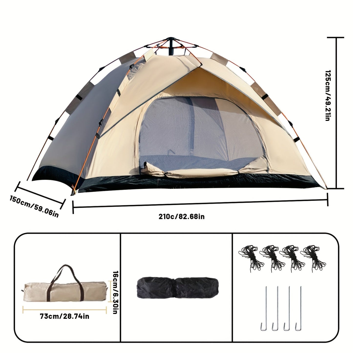 4 Person Camping Tent Automatic Quick Setup – 4-Season Outdoor Shelter