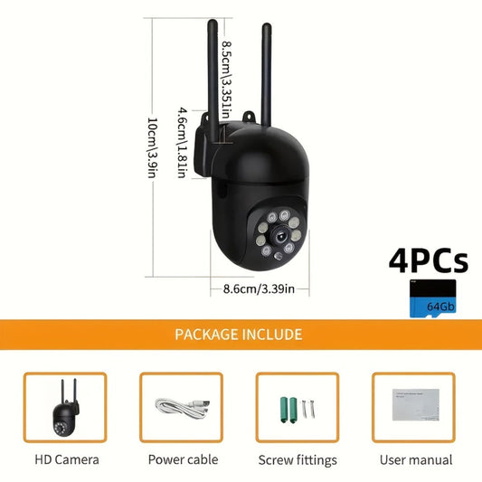 Indoor Security Camera 4-Pack with 3MP Video, Dual-Band WiFi, Color Night Vision and Cloud Storage Options