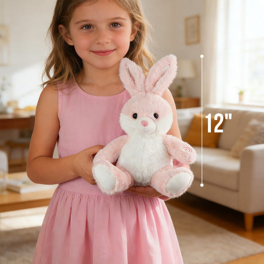 Plush Toy – Light-Up Bunny in 8-Inch or 12-Inch Sizes with Pink Ears and Colorful LED Glow