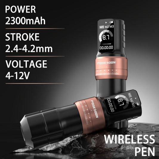 Beginner Tattoo Machine Kit Wireless Rotary — 2300mAh Battery, LCD Display, 20pcs Needles, 11 Inks, Practice Skin, Transfer Paper, Type-C Charging, Complete Starter Set