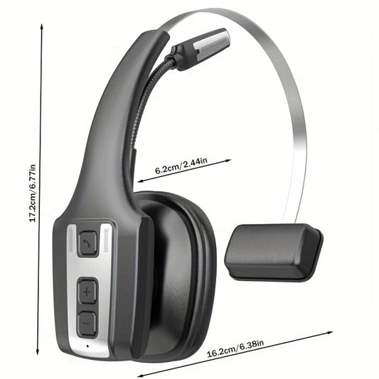 Trucker Bluetooth Headset Single Ear Noise Canceling Wireless Mono Headphone Type-C Charging Dual Device Connection for Teams Zoom Skype Office Calls Portable Lightweight Durable Black