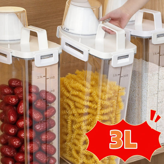 Food Storage Containers 2.5L and 3L PP Pantry Bins with Measuring Cups in Two-, Four- or Six-Pack Options