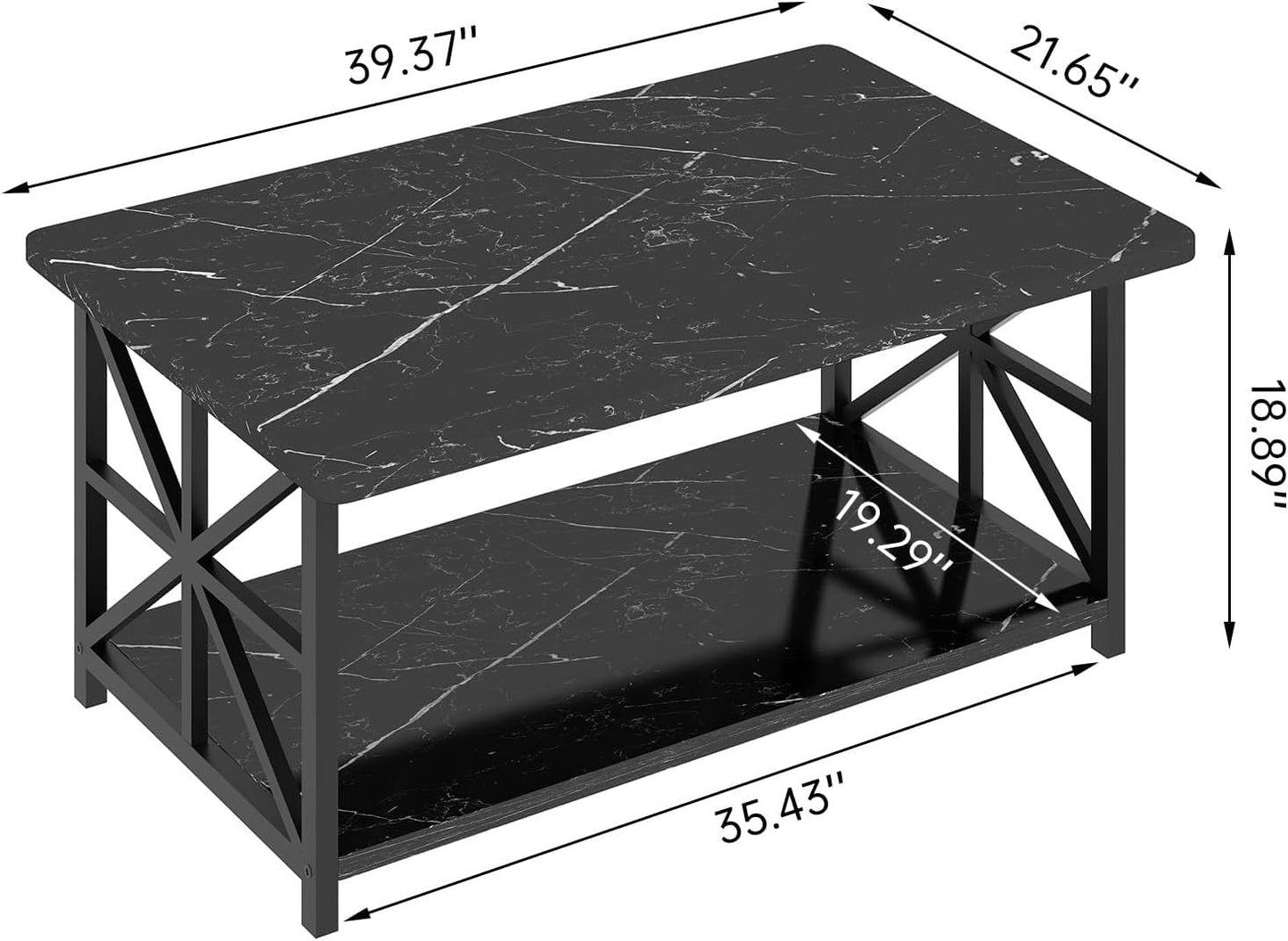 2-Tier Faux Marble Coffee Table with Multiple Color Options, Living Room Center Table detail image - detail view 18