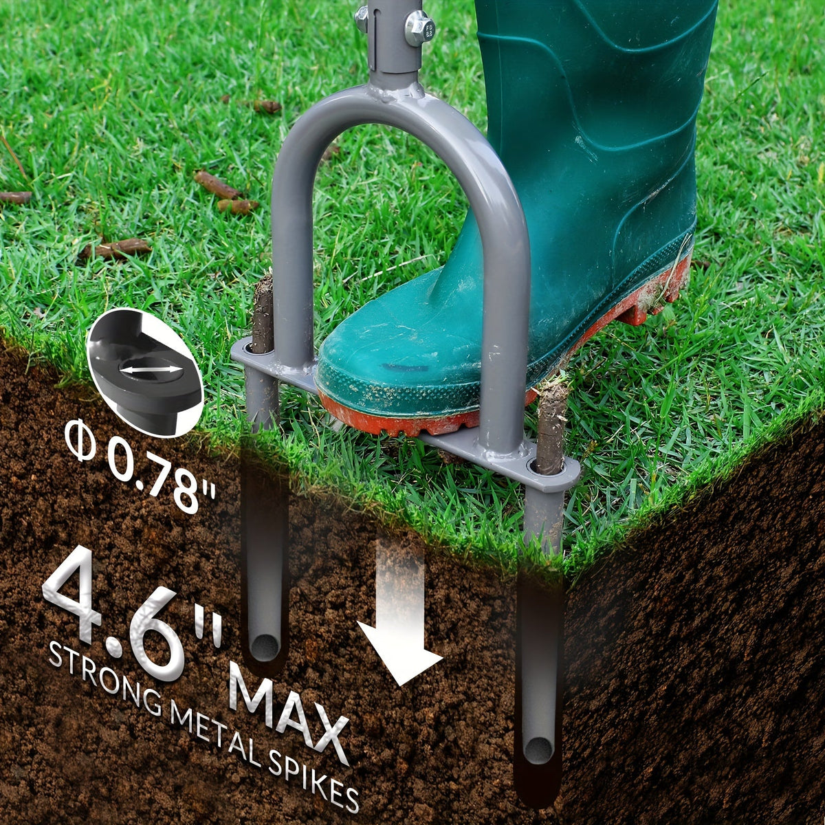 Lawn Aerator, Manual Core Aerating Tool Dethatching Compacted Soil for Garden, Patio and Yard Use