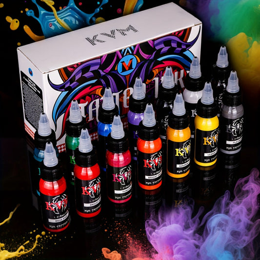 Tattoo Ink 7- or 14-Color Set with 1oz 30ml Bottles and Three Source Palette Configurations