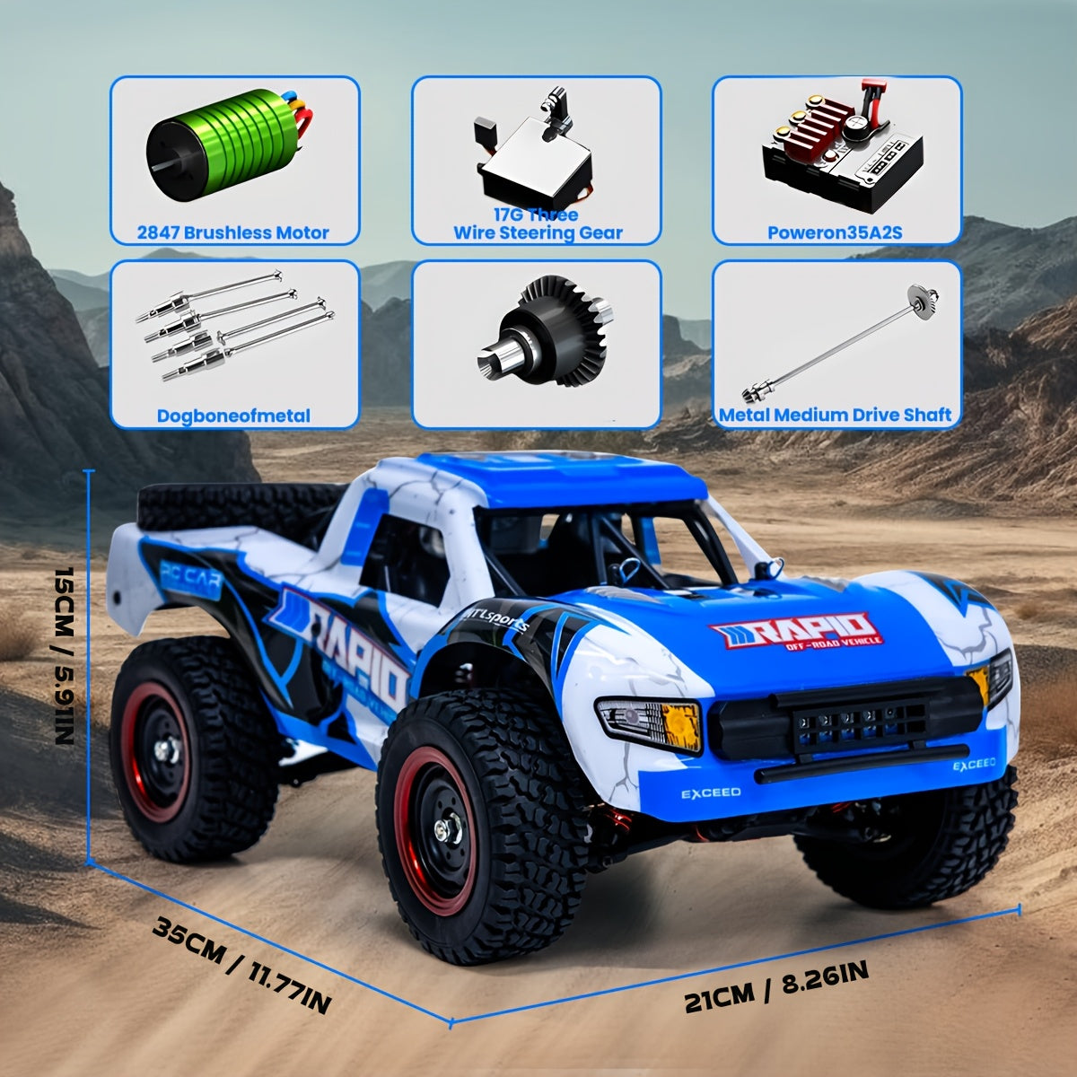 Remote Control Car, RAPTO 1:14 Scale 4WD Off-Road Truck with Carbon-Brush or Brushless Motor Variants and 2.4GHz Control
