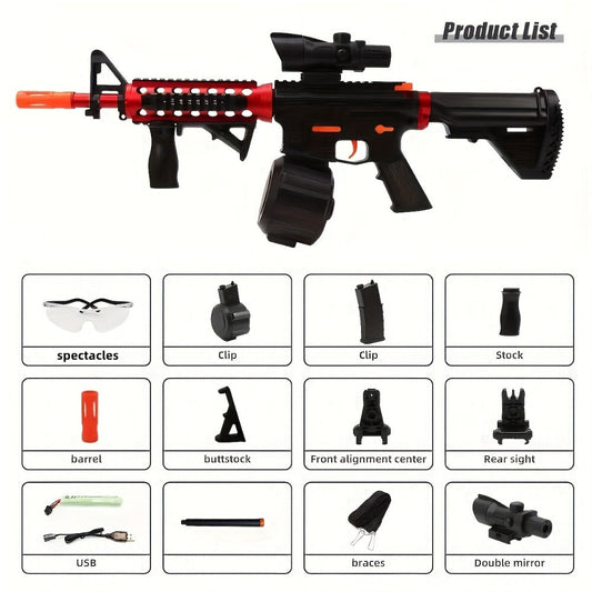 High-Performance Rechargeable Electric Splash Ball Toy Gun – USB Charge Portable Combat Outdoor Shooting Rifle for Kids Boys Teens, Party Gift Christmas New Year Birthday Outdoor Game
