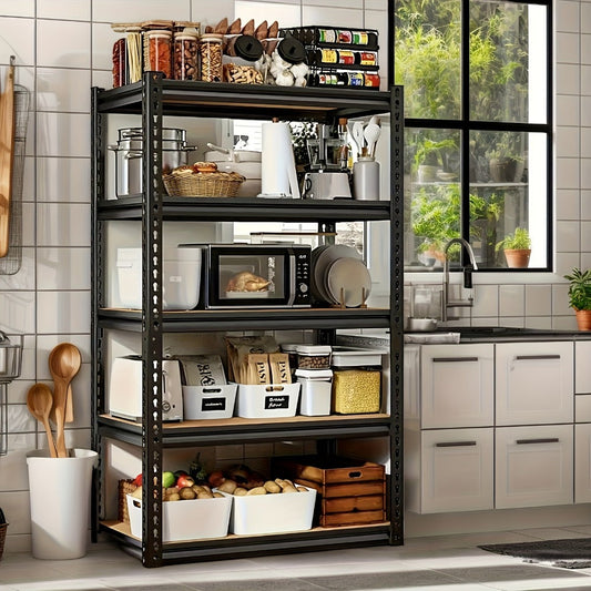 5-Tier Garage Shelving Unit 2000 lbs Capacity Heavy Duty Adjustable Storage Shelves 72"/60"H x 35.5"W x 16"D for Garage, Closet & Pantry Organization – Steel Rack Easy Assembly, Includes Gloves & Hammer