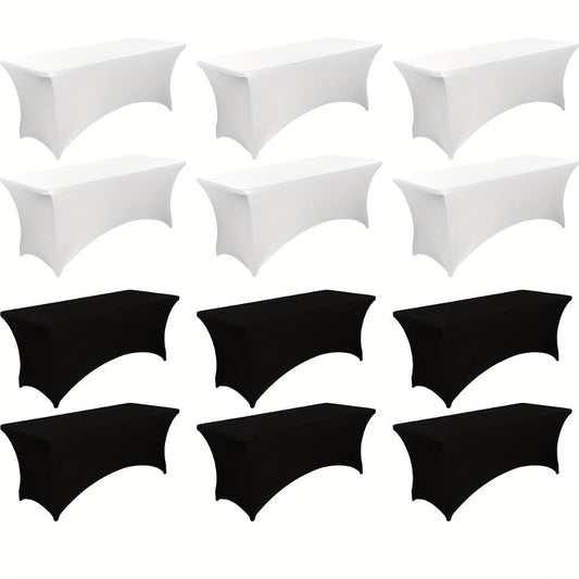Tablecloth Fitted Stretch Cover Bulk Pack for 6-Foot Rectangle Tables in 6, 12 or 24 Pieces