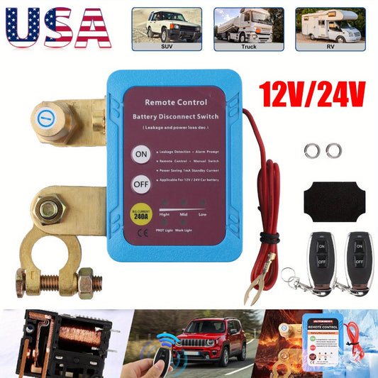Remote Battery Disconnect Switch 240A 12V/24V – Wireless Kill Switch with Digital Display & Auto Power Shut-Off for Car, Truck, Boat – Magnetic Latching, 500A Instantaneous, Anti-False Contact