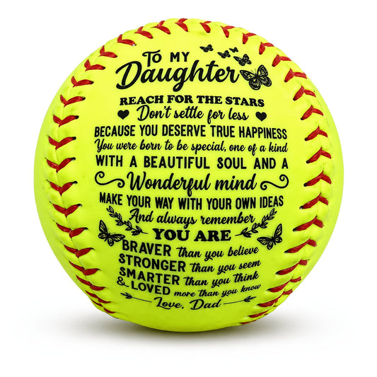 Personalized Softball Gift for Daughter – "To My Daughter" Inspirational Message Ball, International Standard Fastpitch Softball for Birthday, Graduation, Christmas & Special Occasions
