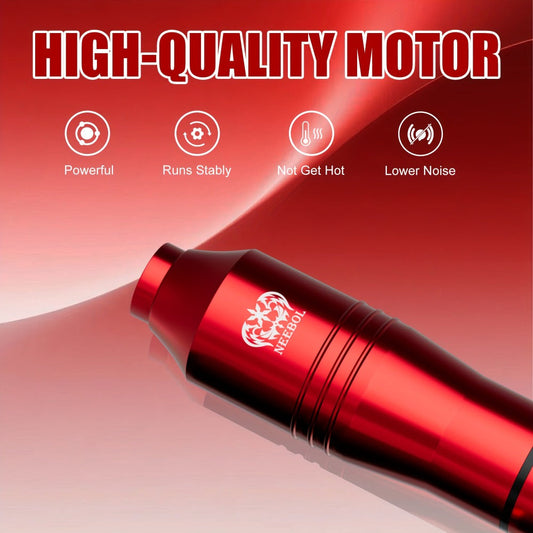 Wireless Rotary Tattoo Pen Kit LCD Display 8H Battery 10/20 Cartridge Needles Complete Cordless Tattoo Machine Set for Beginners & Professional Artists Black Red