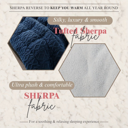 Sherpa Comforter Double-Sided Plush Taffeta, Extra Thick 500GSM Warm Fluffy Comforter for Autumn & Winter – Soft Cozy Bedding for Twin XL, Full, Queen, King (Grey/Pink/Beige/Blue)