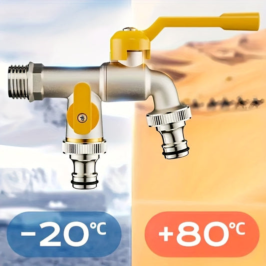 Garden Hose Faucet Dual Outlet Stainless | Outdoor Spigot Sprinkler