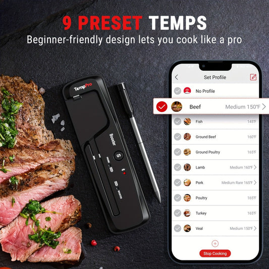 Wireless Meat Thermometer 500Ft Bluetooth – Dual Sensor Digital Food Thermometer for Oven, Grill, BBQ, Smoker & Air Fryer with App & Temperature Alarm