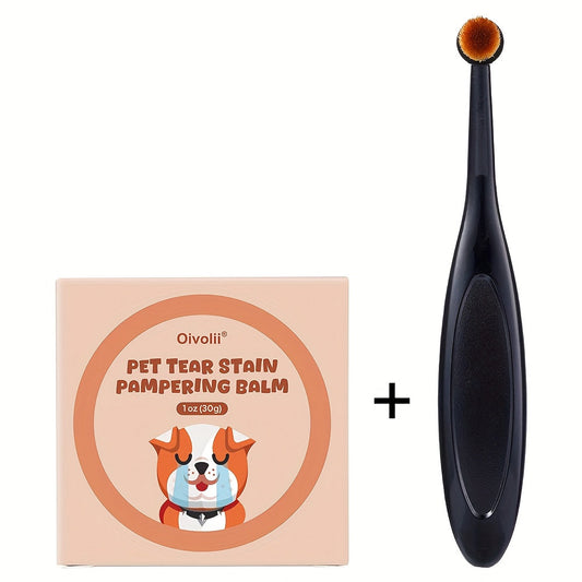 Pet Tear Stain Removal Gel with Brush – Plant-Based Safe Formula for Dogs & Cats, Gentle Effective Eye Stain Cleaner, 30g