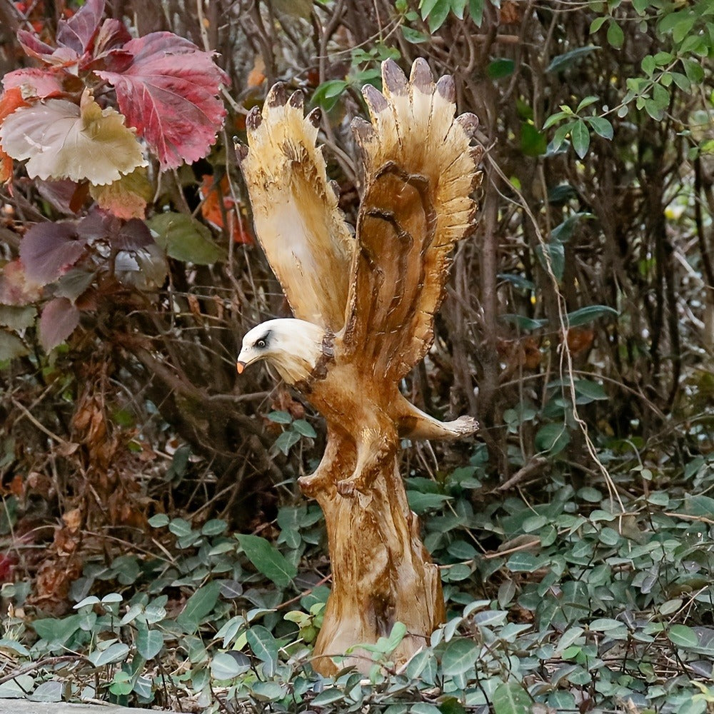 Lifelike Bald Eagle Resin Statue, 15.5-Inch Wildlife Sculpture for Indoor Shelf, Mantel or Tabletop Display