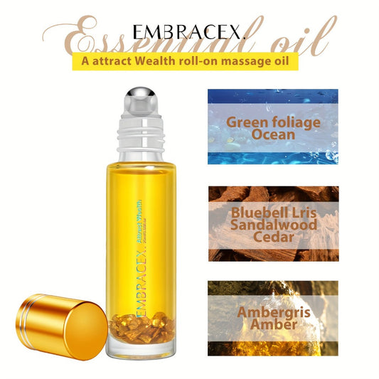 Roll On Essential Oil Attract Wealth & Money Luck 0.68oz Alcohol-Free Aromatherapy Roller Blend – Use with Diffuser Scented Candles or Directly on Skin – Manifestation Oil Perfect Holiday Gift