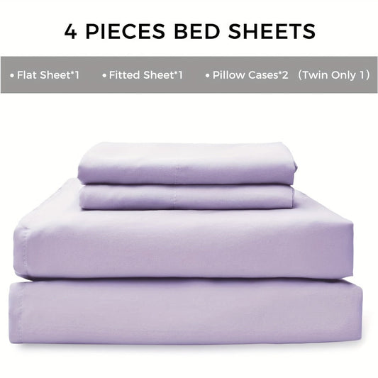 Bed Sheet Set Microfiber with Size-Dependent 3- or 4-Piece Contents, Four Bed Sizes and Eleven Colors
