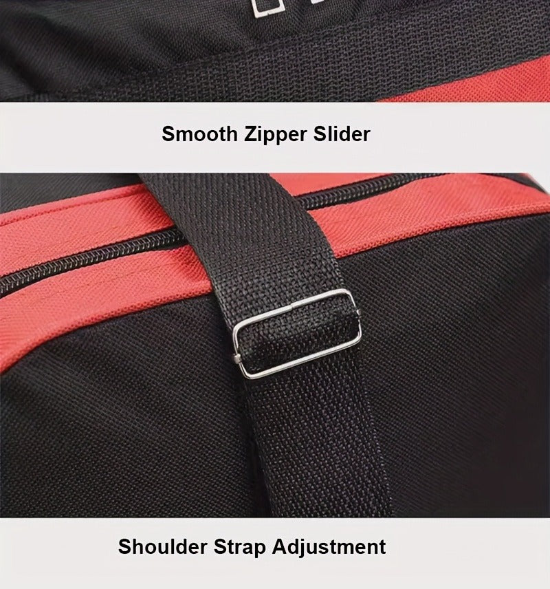 Gym Duffel Bag Large Capacity Travel Bag for Men Women Heavy Duty Polyester Multi Pocket Adjustable Shoulder Strap Zipper Closure for Fitness Workout Weekend Trips Business Travel Outdoor Black Blue Red