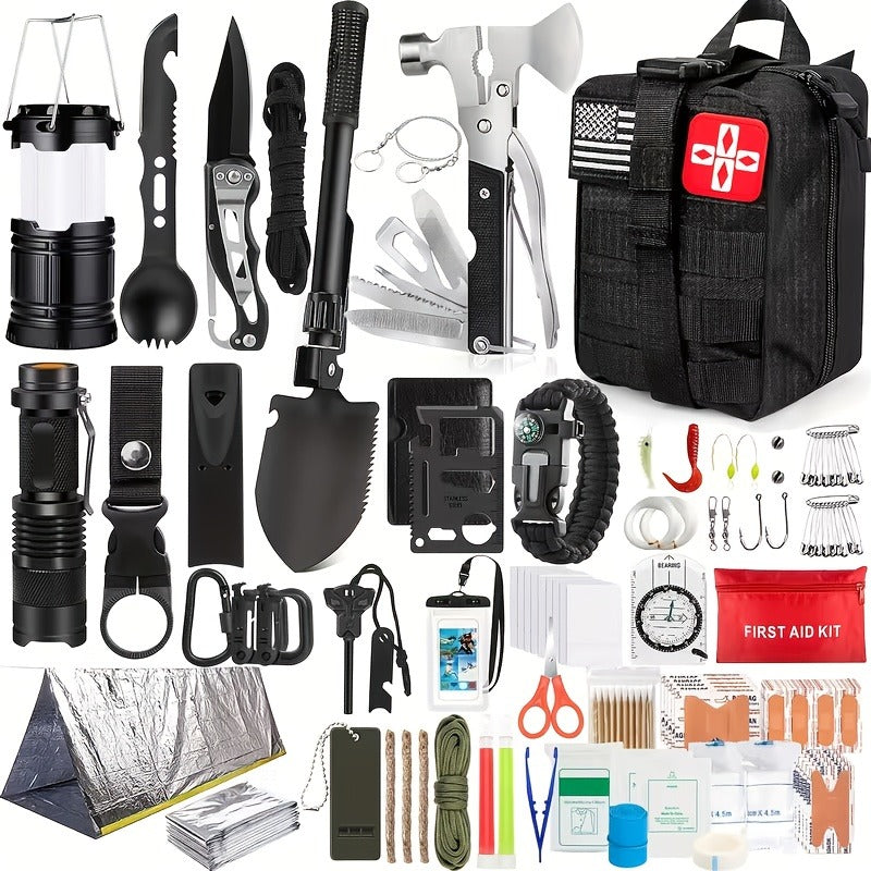 Outdoor Survival Gear Set 11/13/258-Piece โ Professional Emergency Kit with Fire Starter & Compass | Multi-Tool Outdoor Equipment for Camping, Hiking & Adventure