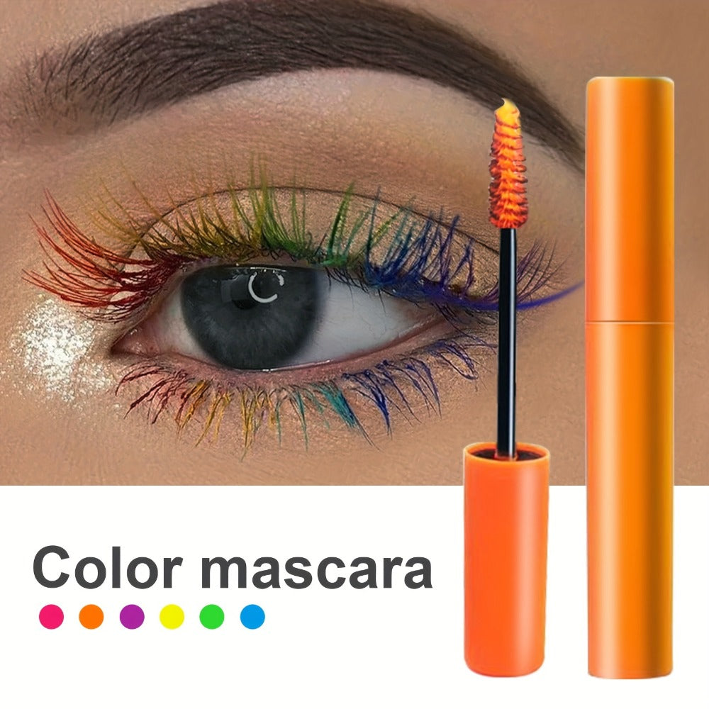 Colorful Mascara Set 6 Vivid Shades — water-resistant Smudge-Proof Curling Volumizing Lash Makeup, Purple Green Red Yellow Orange Blue
