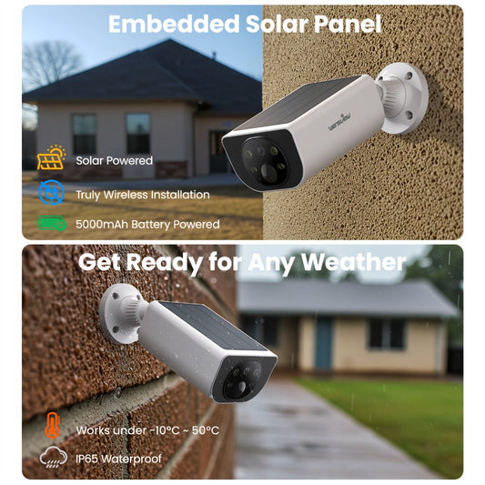 Wansview 2K Solar Outdoor Security Camera, Alexa & Google Home Compatible, Dual Night Vision Color & IR, PIR AI Human Body Detection, IP65 Weatherproof, SD & Cloud Storage – Wire-Free Smart CCTV