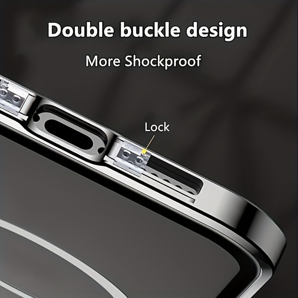 Phone Case Privacy Screen with Aluminum Alloy Frame, Rear Stand and MagSafe Support for iPhone 15 Pro