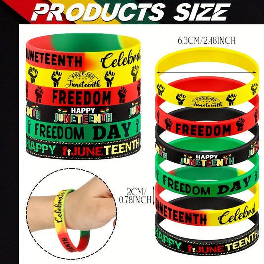 Juneteenth Bracelets Bulk 120pcs 1865 Black Freedom Day Wristbands Happy Juneteenth Party Favors Black American Independence Bracelets for Adults Classic Style Gift for Her Him