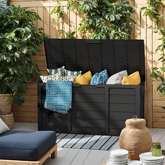 Outdoor Storage Box Resin with Handles | Deck Patio Pool Garden Home