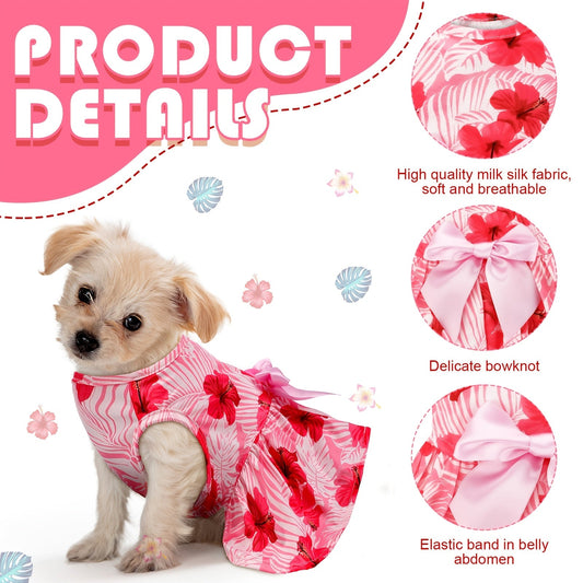 8pcs Summer Themed Hawaii Dog Dresses Holiday Flamingo Fruit Floral Pattern Pet Skirts Hawaii Puppy Princess Dresses Outfits Bowknot for Girl Dogs Cats Beach, Pet Fashion, Beach Outfits, Fruit Print, Bowknot Dress, Durable Stitching, Comfortable Fit