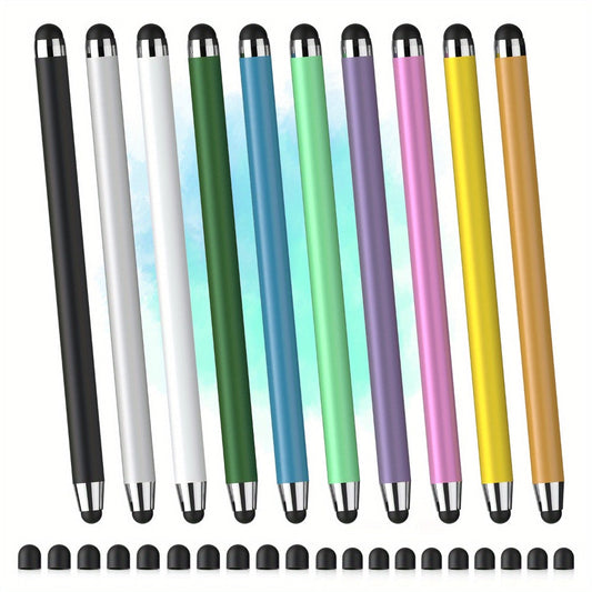 Stylus Pen 10 Pack Universal 2-in-1 Touch Screen Pen Compatible with iPad iPhone Android Samsung Galaxy Tablets Laptops Chromebooks Includes 20 Replacement Tips Back to School Gift for Students – Multicolor