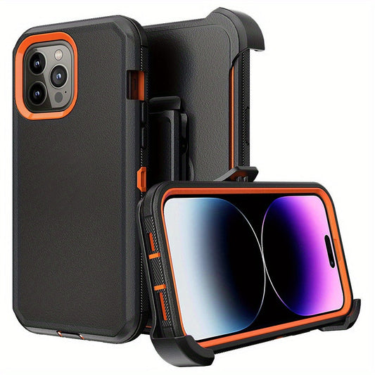 Phone Case Dual-Layer TPU and PC Cover with Rotating Belt Clip Holster and Qi Support for iPhone 14 Models