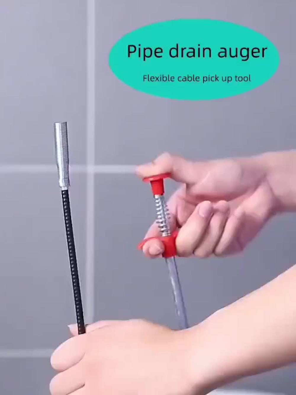 Drain Snake Pipe Cleaner – Flexible Drain Auger for Toilet, Sink, Shower & Sewer Clog Removal, Reusable Spring Wire Drain Unclogger