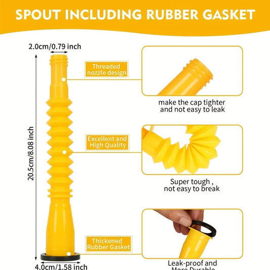 Gas Can Spout Replacement Kit 31Pcs – 8.1" Nozzle for 1/2/5/10 Gal Oil Cans, Vent Caps, Rubber Pad, Spout Cover & Base Caps Included