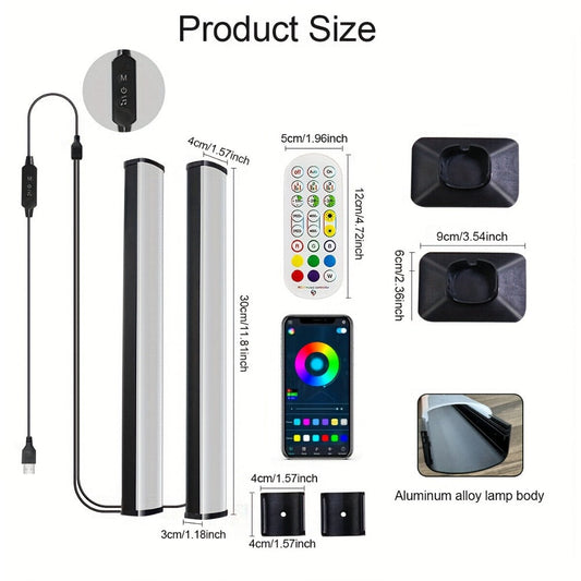 RGBIC Atmosphere Light with Music Sync - Desktop Ambient Light, App & Remote Control, Alloy Body, Multi-Mode Color Adjustment, USB 5V Powered, Single or Pair for Gaming Room, Bedroom & Desk Setup