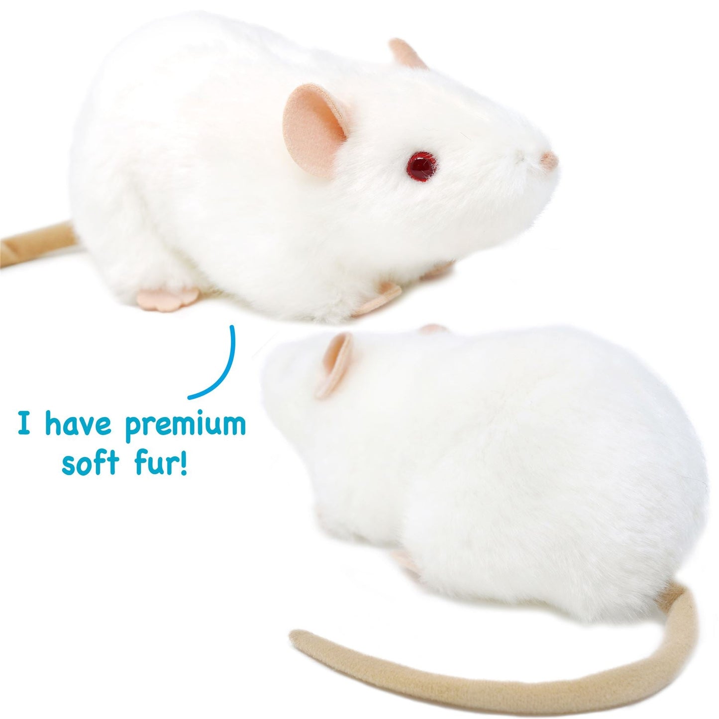 White Rat Stuffed Animal Plush 7 Inch | Wylie Realistic Rat Plushie with Character Story | CPSIA Safe | Gift for Kids & Animal Lovers | Viahart | Toy Play Nest