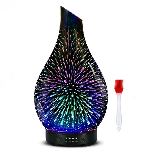 Essential Oil Diffuser Glass Ultrasonic Cool Mist Aromatherapy Diffuser – 4.06 oz Quiet Waterless Auto Shut-Off, 4 Timer Settings, 7 Color Night Light, Home Office Bedroom Use (Silver)