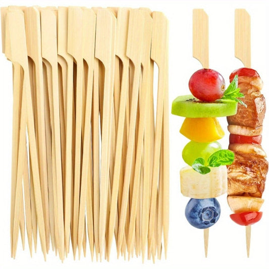 Bamboo Appetizer Skewers 400 Pack 6 Inch – Decorative Rooster Tail Food Picks Flat Wooden Sticks for Party Drinks Fruit Charcuterie Board BBQ Cocktail Toothpicks Bulk
