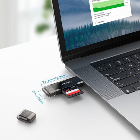 Compact SD Card Reader with USB-A & USB-C Dual Connector – High-Speed Memory Card Adapter for Micro SD SDHC SDXC, Compatible with PC, Mac, Laptop, Smartphone, Tablet, Plug & Play