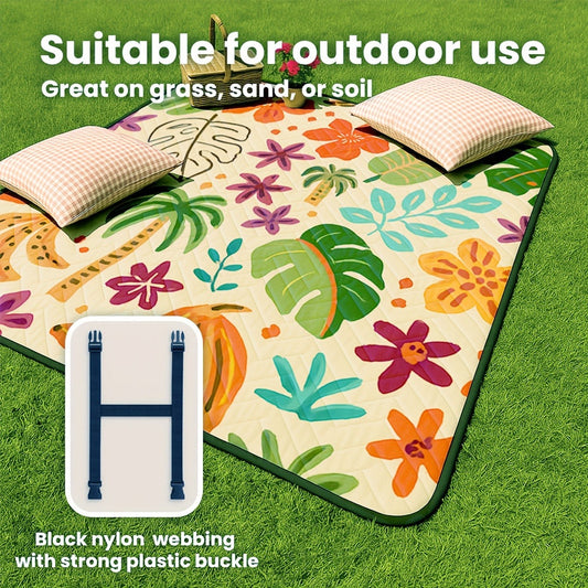 Picnic Blanket Padded | Foldable Floral Mat Beach Park Camping Travel