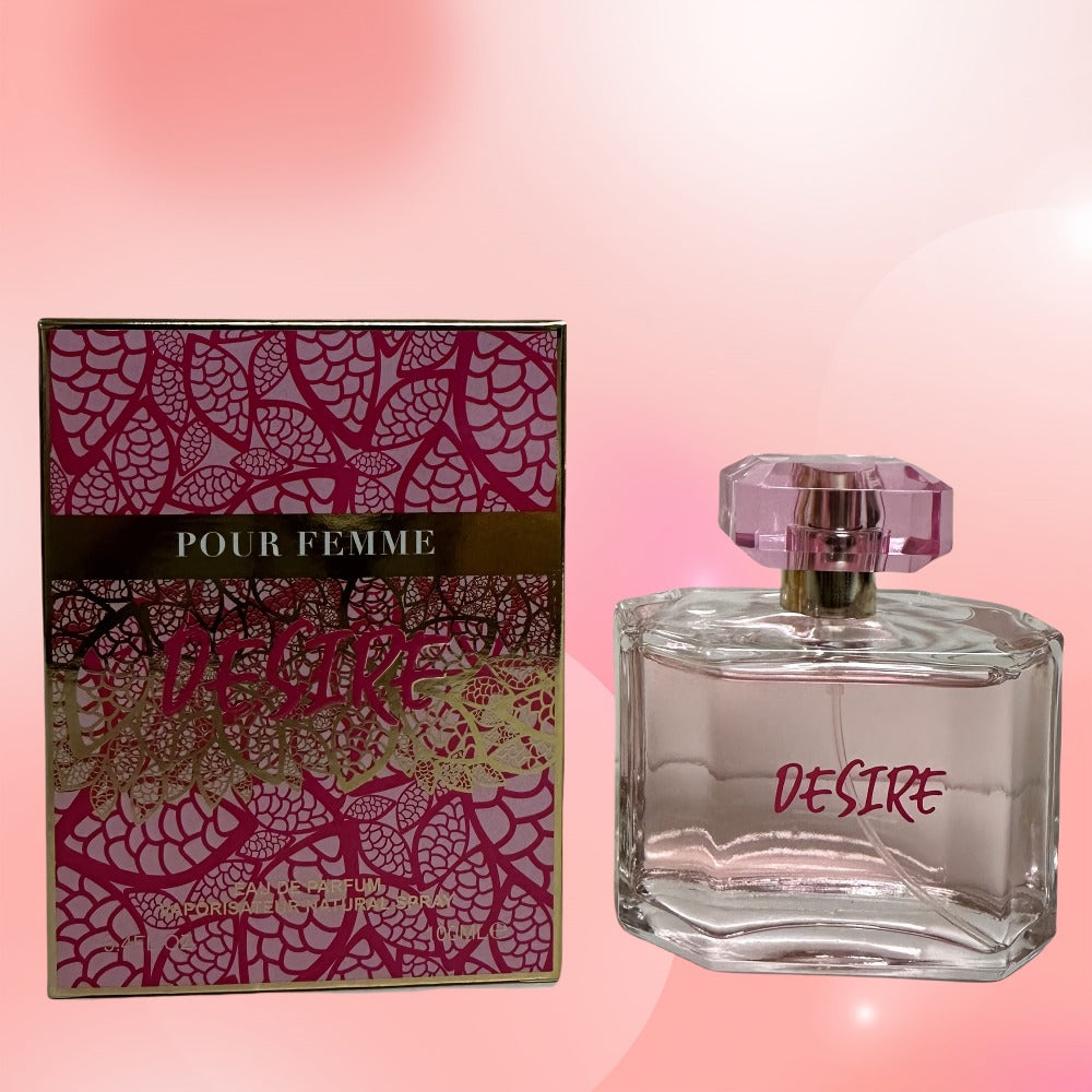 Perfume United Scents Desire for Women 100ml in Pink Bottle with Peony Source Profile for Daily Wear