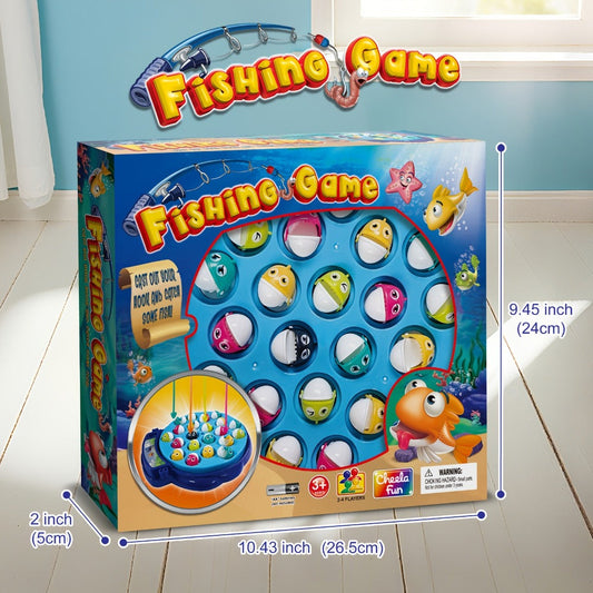 Kids Fishing Game with Rotating Board – 21 Fish & 4 Fishing Rods, Fast-Action Electronic Fishing Toy for Toddlers Ages 3+, Fun 2-4 Player Family Game, Great Birthday Gift