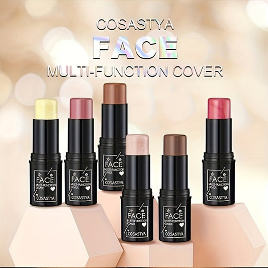Blush Stick Makeup Set 6 Piece — 3-in-1 Waterproof Blush Eyeshadow Touch-Up Sticks, All-Day Moisturizing Glossy Shimmer, Multi-Color Pink Brown Natural Face Makeup for Women