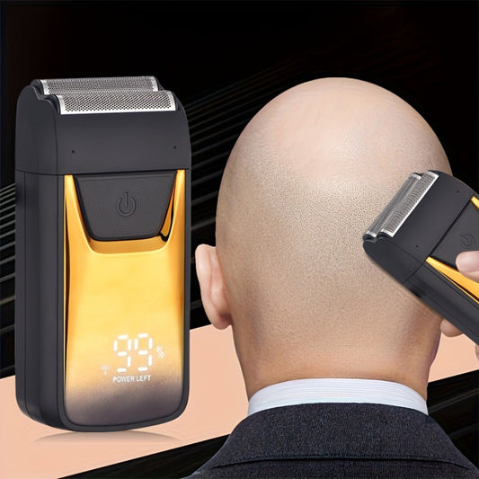 Electric Shaver Rechargeable Cordless Razor and Hair Trimmer in Gold for Face, Beard and Hair Grooming
