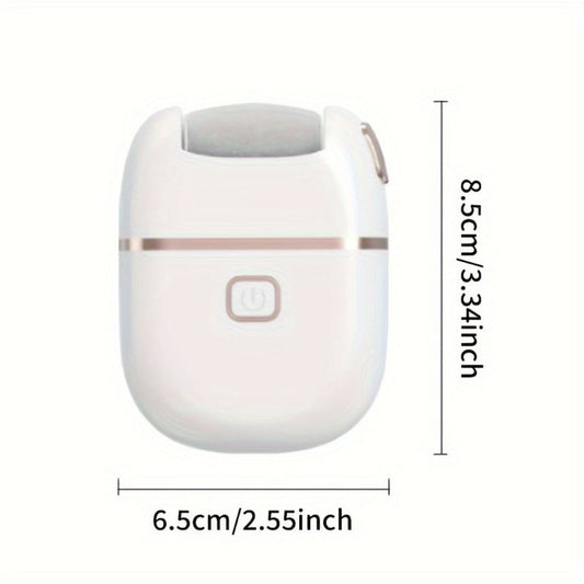 Electric Foot Callus Remover Rechargeable with 2 Roller Heads - Portable Dead Skin Scrubber Pedicure Tool for Smooth Soft Feet Cracked Heel Repair Home Professional Foot Care Kit, White