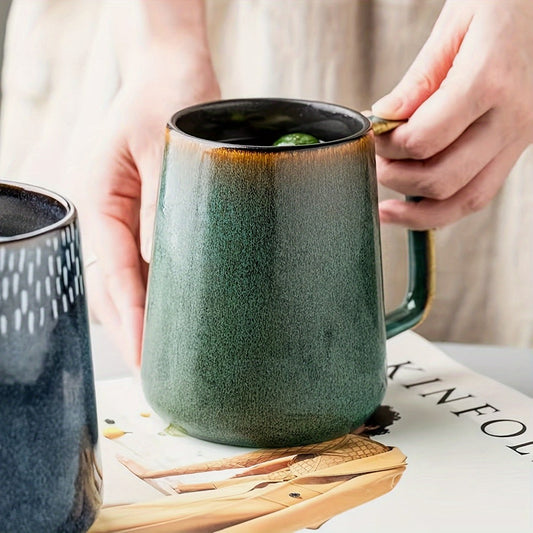 Large Ceramic Coffee Mug 24oz with Big Handle – Microwave & Dishwasher Safe Extra Large Tea Cup | Colorful Conical Mug for Office Home Travel Gift in Green Pink Violet Blue